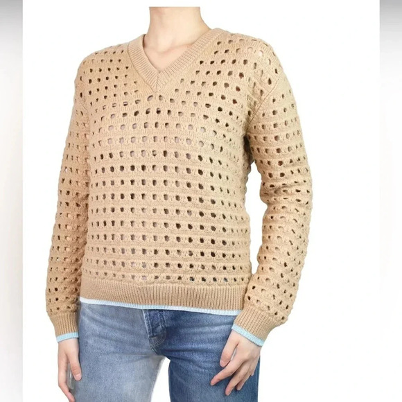 ! Victoria Beckham Brown V-neckline wool sweater - Picture 1 of 6